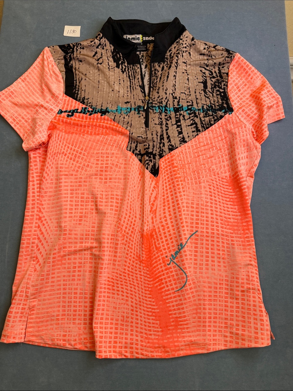 jamie sadock Coral, Black & Tan Short-Sleeve Golf Polo